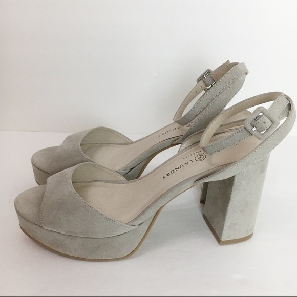 Chinese Laundry Size 10 Theresa Gray Vegan Suede Platform Open Toe Sandals Heels - Picture 5 of 14